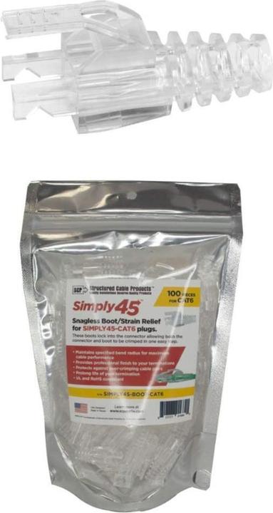 Immagine prodotto SCP SIMPLY45-BOOT-CAT6 - Stivale senza strappo/rilievo per spine Simply45-CAT6 traslucido 100 pz. (Case)