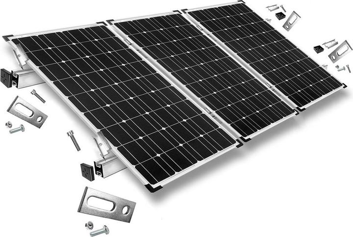 Image du produit Offgridtec Kit de montage avec boulons de suspension pour le montage de 3 panneaux solaires sur un toit en