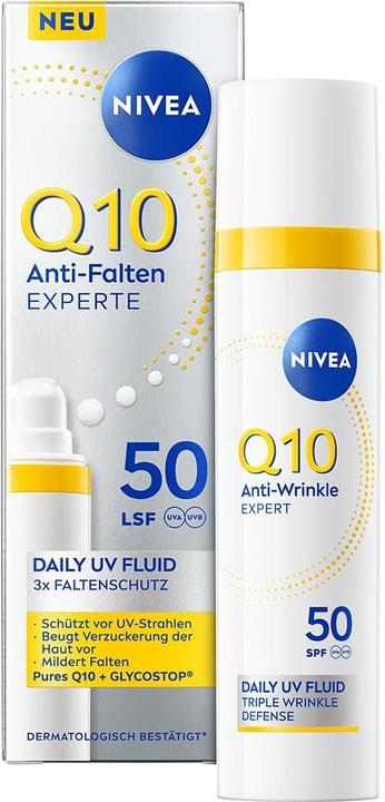 Produktbild NIVEA Q10 Anti-Falten Daily UV Fluid LSF 50 (Sonnencreme, SPF 50, 30 ml)