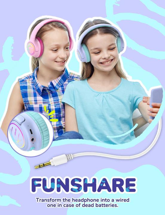 Immagine prodotto Iclever Headphone Kids BT & Cable LED