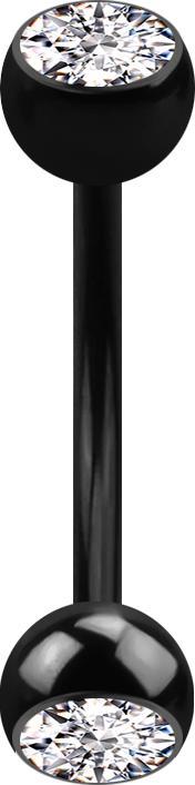 Immagine prodotto Star Piercing Micro banana nera con due sfere di cristallo argentate (Acciaio chirurgico 316L, senza ottone)