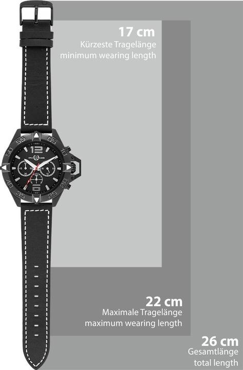 Produktbild Spears & Walker Herren Quarzuhr Varus II Echtleder schwarz - 23250 (Chronograph, 50 mm)