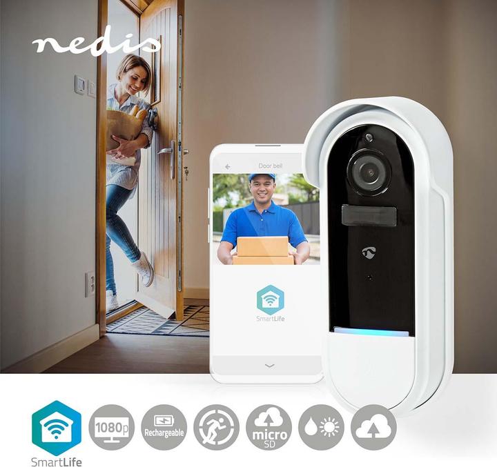 Produktbild Nedis SmartLife Video-Türsprechanlage | Wi-Fi | Batteriebetrieben / Trafo | Android™ / IOS | Full H (Kabellos)