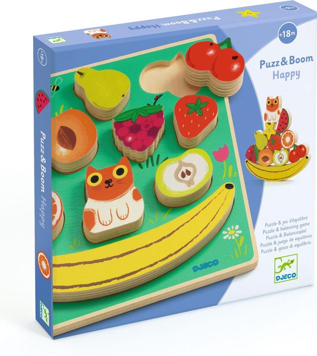 Actual product image Djeco Wooden puzzle - Balancing game - Fruits (11 pieces)