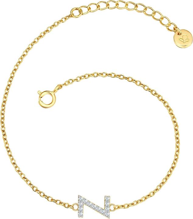 Glanzstücke München Damen Buchstabe Z Sterling Silber Zirkonia Gelbgold 17,0 cm Basislänge + 3,0 cm Verlängerung - 32148 (17 cm, Sterling Silber)