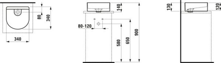 Immagine prodotto Laufen Lavabo Running Sonar, senza foro per rubinetto, senza sfioratore, 340x340mm, incl. coperchio in cera (450 mm, 167 mm)