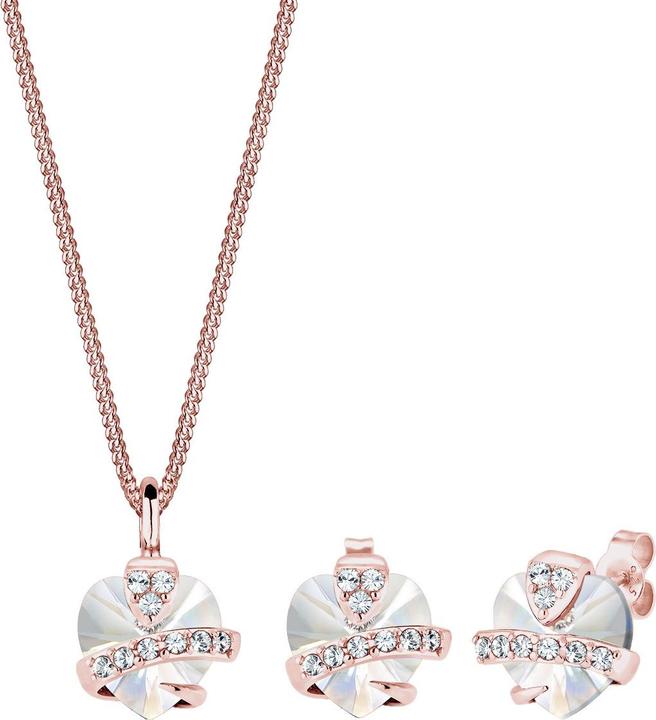 Elli Schmuckset Herz Glamourös Kristalle 925 Silber (925er Sterling Silber)