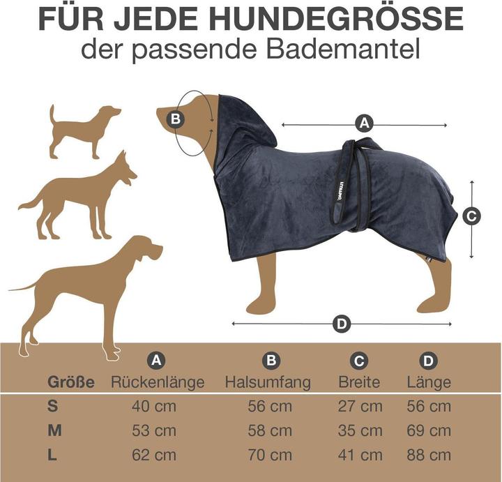 Immagine prodotto Fluffino Accappatoio Beige / Blu, M (M, Accappatoio per cani)