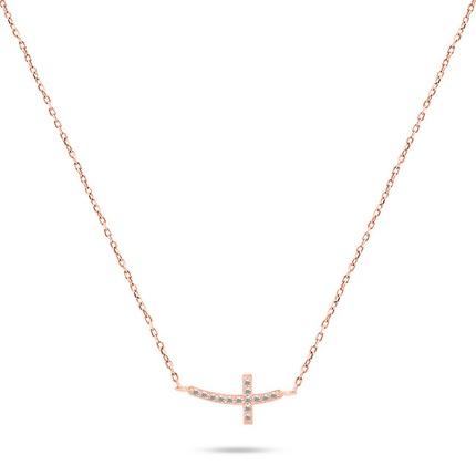 Brilio Silver - Bronze necklace Cross with zircons NCL57R