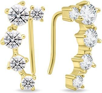 Brilio Silver - Dazzling Long Gold Plated Earrings EA621Y