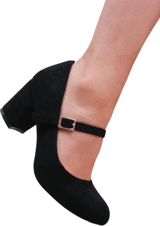 Actual product image Where's That From Womens/Ladies Araceli Suede Extra Extra Wide Block Heel Mary Janes (37)