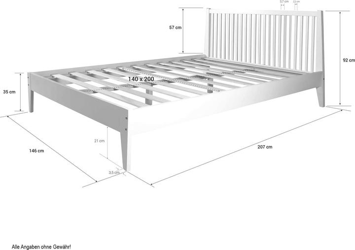 Immagine prodotto Jamb Letto matrimoniale in legno 140x200cm pino bianco (140 x 200 cm)