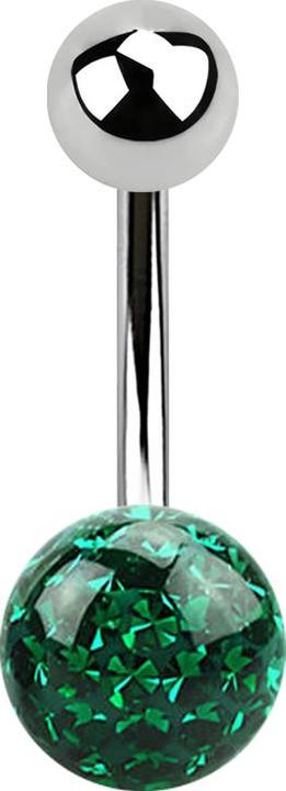 Star Piercing Banane silber mit Kugel und Kristall Kugel grün Epoxy Schutzschicht (ohne Messing, Chirurgenstahl 316L)