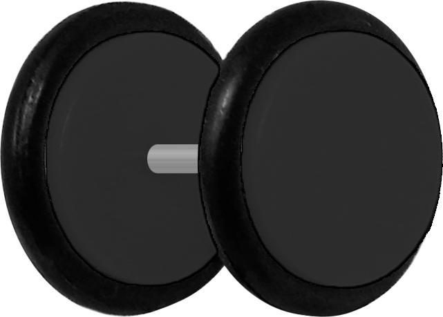 Actual product image Star Piercing Fake Plug black with O-Ring (without brass, Acrylic)