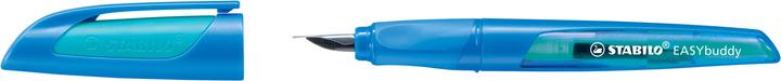 Actual product image STABILO EASYbuddy L fountain pen, left-handed, blue Learn-to-write pen with soft grip zone made of (Light blue, Dark Blue, 1 x)