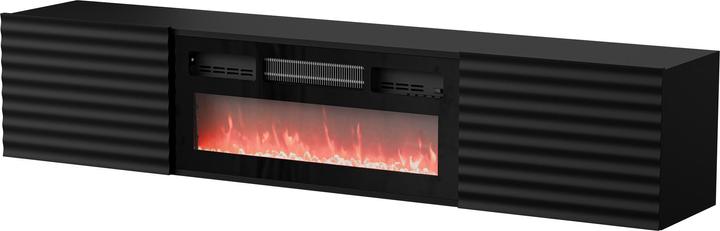 Actual product image Cama RTV cabinet TULA 183x35x37 black matt + black fireplace (183 x 35 x 37 cm)