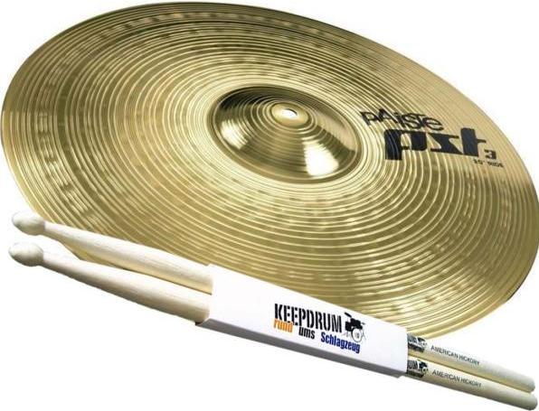 Paiste PST3 14 Crash Becken mit Drumsticks (14", Perkussion)