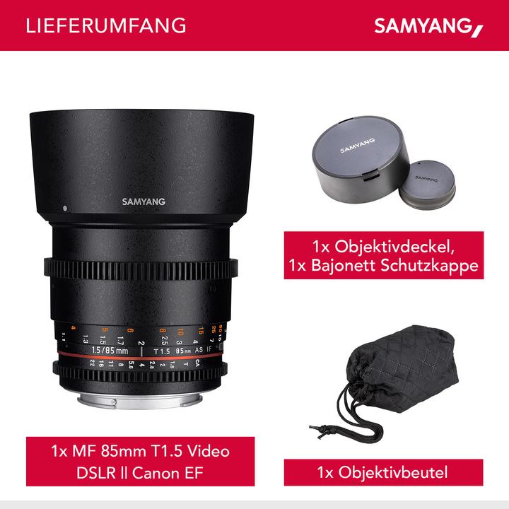Produktbild Samyang 85mm T1.5 VDSLR II Canon EF (Canon EF, Vollformat)