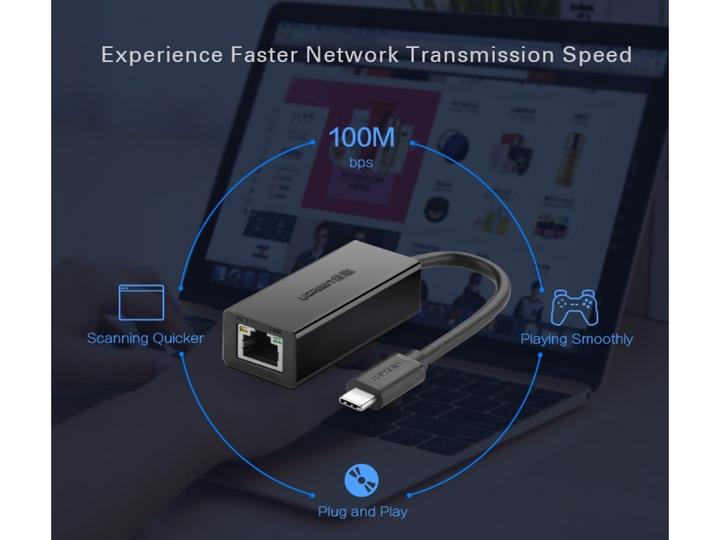 Produktbild Ugreen USB-C auf Ethernet Adapter für Smartphones & Tablets (USB-C, RJ45 (1x))