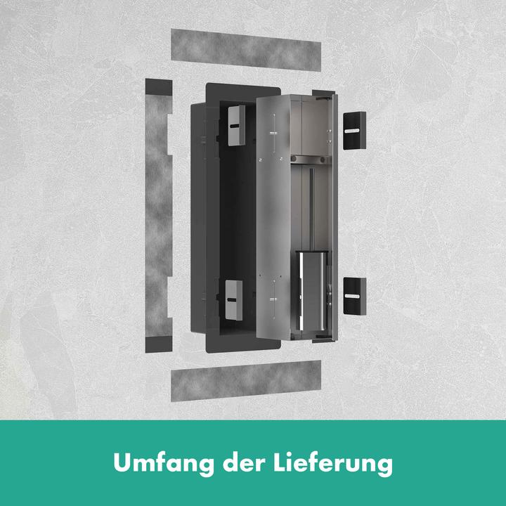 Immagine prodotto hansgrohe XtraStoris Rock portascopino, con ripiano, porta piastrellabile, senza cornice, 145x140x59