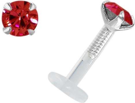 Image du produit Bijouteria Piercing pour lèvre/Tragus (Bioplastique, Argent 925, Cristal Swarovski)