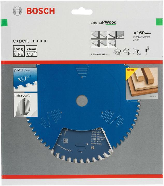 Produktbild Bosch Professional Zubehör Kreissägeblatt Expert for Wood, 160 x 20 x 2,2 mm, 48