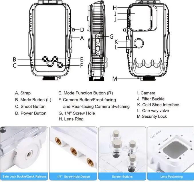 Actual product image PhoneLook Cover Waterproof protective cover PULUZ for snorkelling and diving up to 40M IPX8 Grade s (large) (Apple iPhone 12 Pro Max)