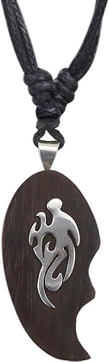 Produktbild Star Piercing Halskette schwarz Anhänger Tribal Flamme aus Narra Holz (Organisch, ohne Messing, 925 Sterlingsilber)