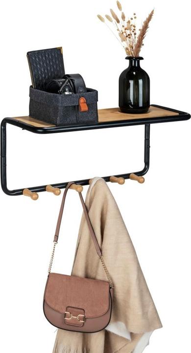 Image du produit Wenko Wandgarderobe Mod. Loft aus Stahlrohr und FSC®-zertifiziertem Bambus