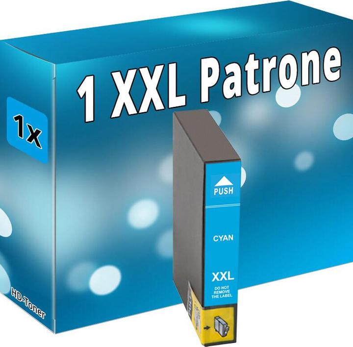 Actual product image Druckfuxx 1x XL Patronee für Epson Workforce Pro WF-3720DWF WF-3725DWF Cyan