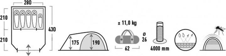 Actual product image High Peak Santiago (Dome tent, 11 kg, 5 persons)