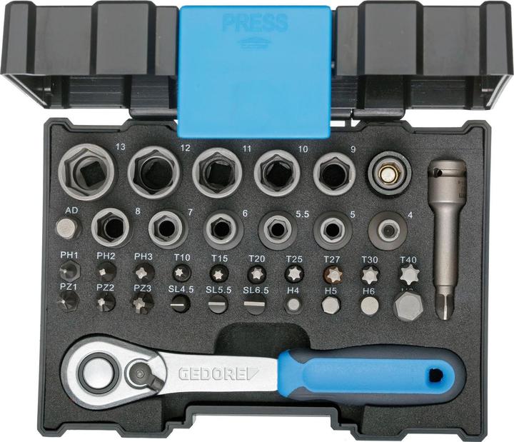Immagine prodotto Gedore 666-U-20 Cassetta porta bit con cricchetto 1/4" 35 pezzi