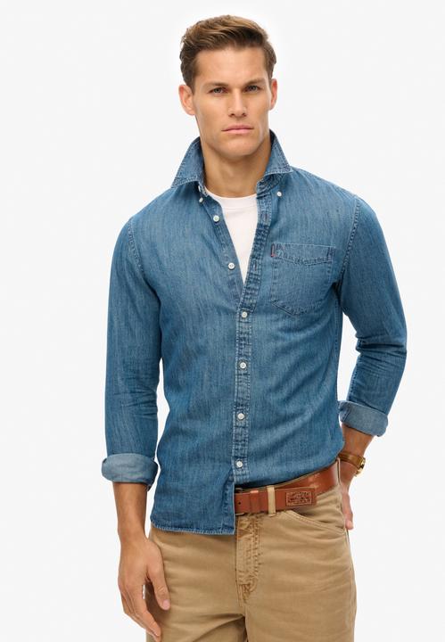 Actual product image Superdry ESSENTIALS L/S DENIM SHIRT Heren Overhemd (L)