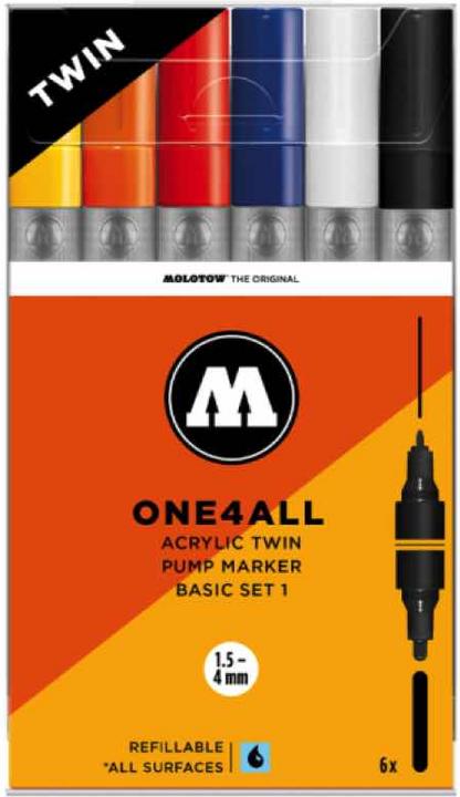 Produktbild Molotow ONE4ALL Acrylstifte Twin Basic 6er Set (Sortiert, 4 mm, 6 x)