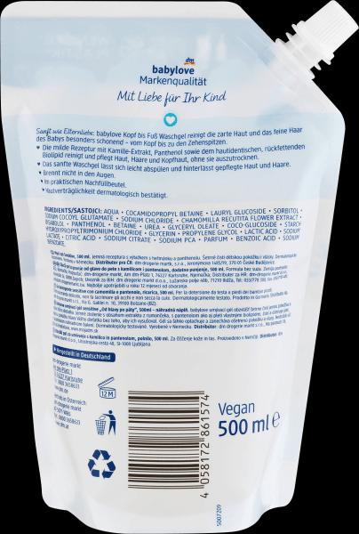 Produktbild dm babylove Kopf bis Fuss Waschgel Nachfüllpack