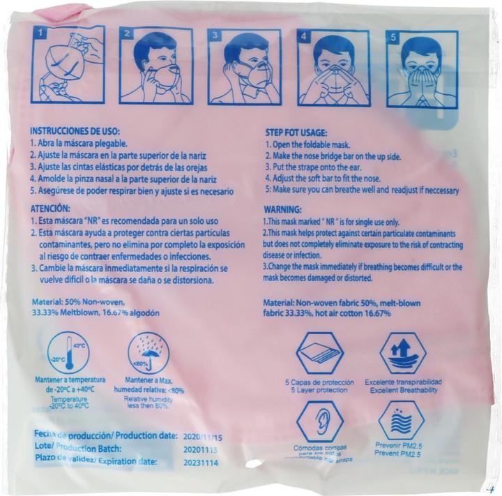 Image du produit AccuCell 10 masques FFP2 rose 5 couches, certifiés DIN (FFP2, 10 x)