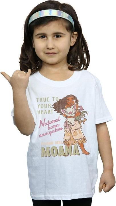 Actual product image Disney Girls Moana Natural Born Navigator Cotton T-Shirt (140, 146)