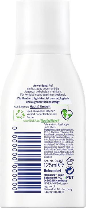 Actual product image NIVEA waterproof eye make-up remover, 125 ml (Make-up remover, 125 ml)