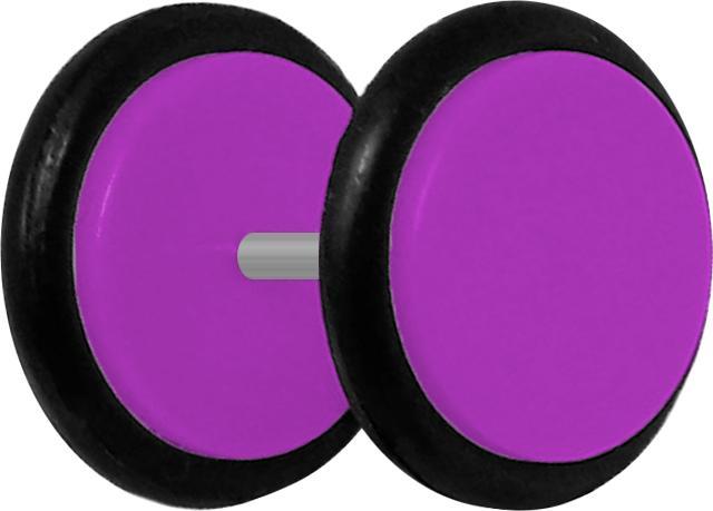 Star Piercing Fake Plug violett mit O-Ring (ohne Messing, Acryl)