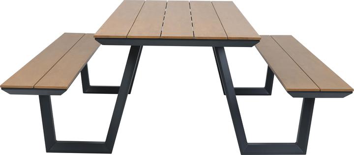 Produktbild Axi Nori Picknicktisch mit 2 Bänken - Anthrazit/Teak-Look (200 cm)