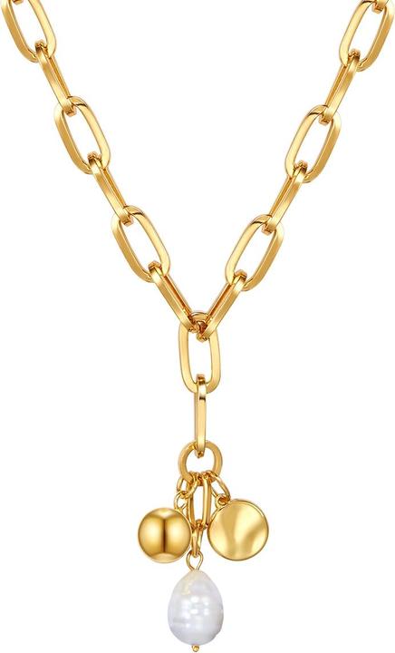 Produktbild Lulu & Jane Damen Metall-Legierung Muschelkernperle gelbgold 42,0 cm Basiskette + 5,0 cm Verlängerung - 29533 (Metall-Legierung, 42 - 47 cm)