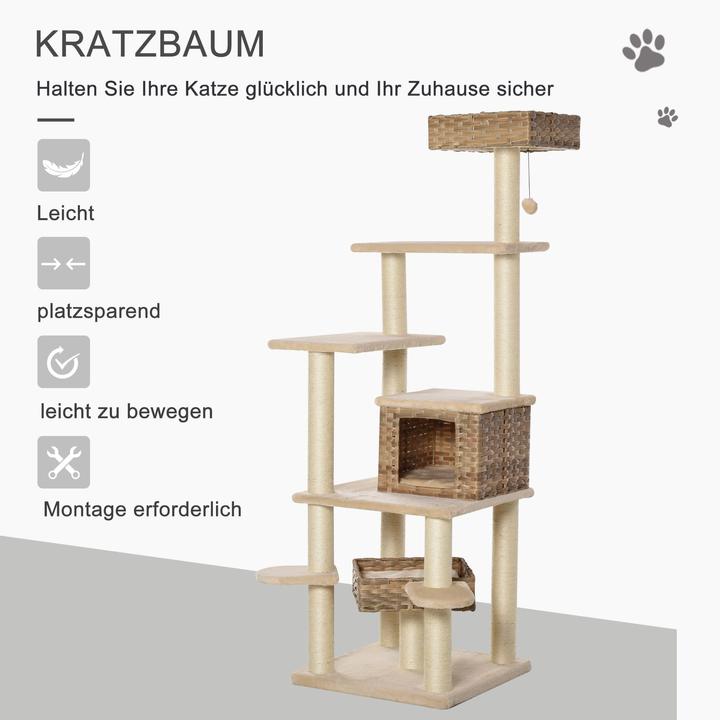 Actual product image Jamb Scratching post (174 cm, Beige+Brown)