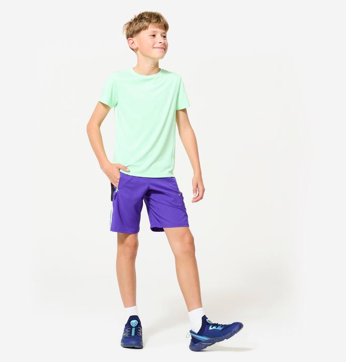 Actual product image Decathlon Shorts Sporthose Kinder atmungsaktiv - lila/neongrün (12, 13, 14)