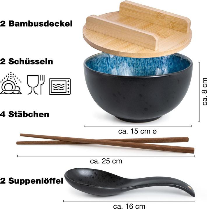 Actual product image Moritz & Moritz Bowls with chopsticks (15 cm, 0.60 l, 2 x)