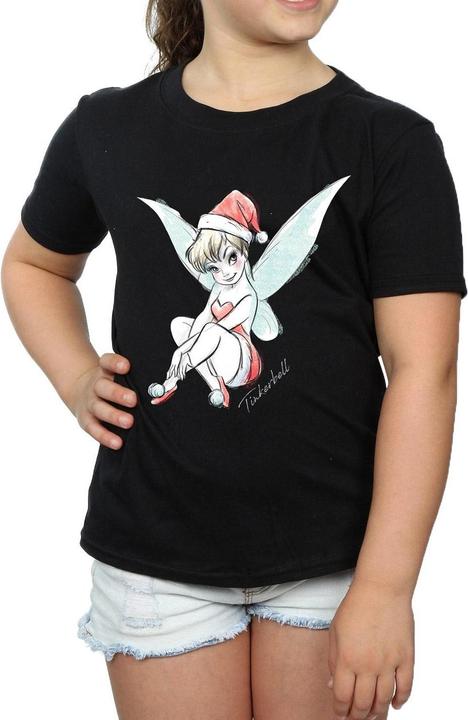 Actual product image Disney Girls Tinkerbell Christmas Fairy Cotton T-Shirt (128)