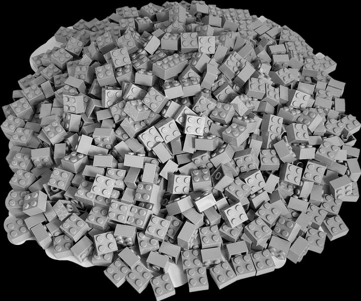 Actual product image LEGO 2x2 Bricks Light grey - 100 pieces - Light bluish grey bricks 3003 (3003, LEGO Accessories)
