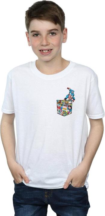 Actual product image Boys Captain America Faux Pocket T-Shirt (140, 146)
