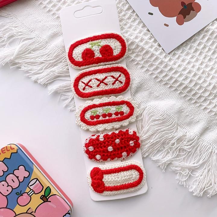 Actual product image Activity Board 5pcs Versatile knitted cute flower hair clips, cute headpiece (5 pcs.)