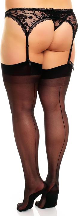 Actual product image Glamory Delight 20 suspender stockings with seam, colour black, size 44-46 (20 DEN, 44 - 46)