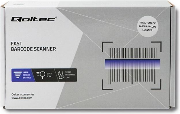 Actual product image Qoltec 50861 Wired Laser Barcode Scanner 1D (1D barcodes)